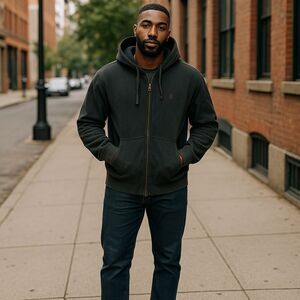 CHAP'S Men’s Gray Zip-Up Hoodie‎ Jacket Size L Casual Outdoor